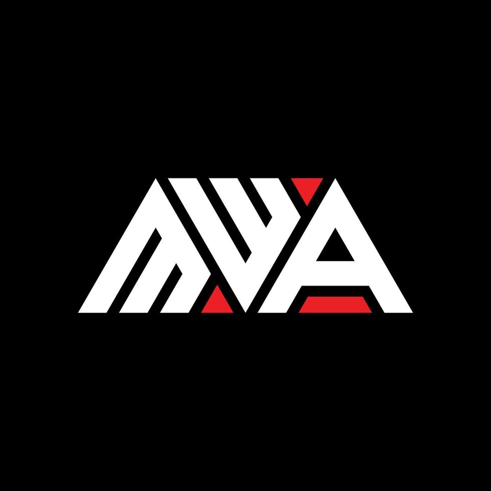 MWA triangle letter logo design with triangle shape. MWA triangle logo design monogram. MWA triangle vector logo template with red color. MWA triangular logo Simple, Elegant, and Luxurious Logo. MWA