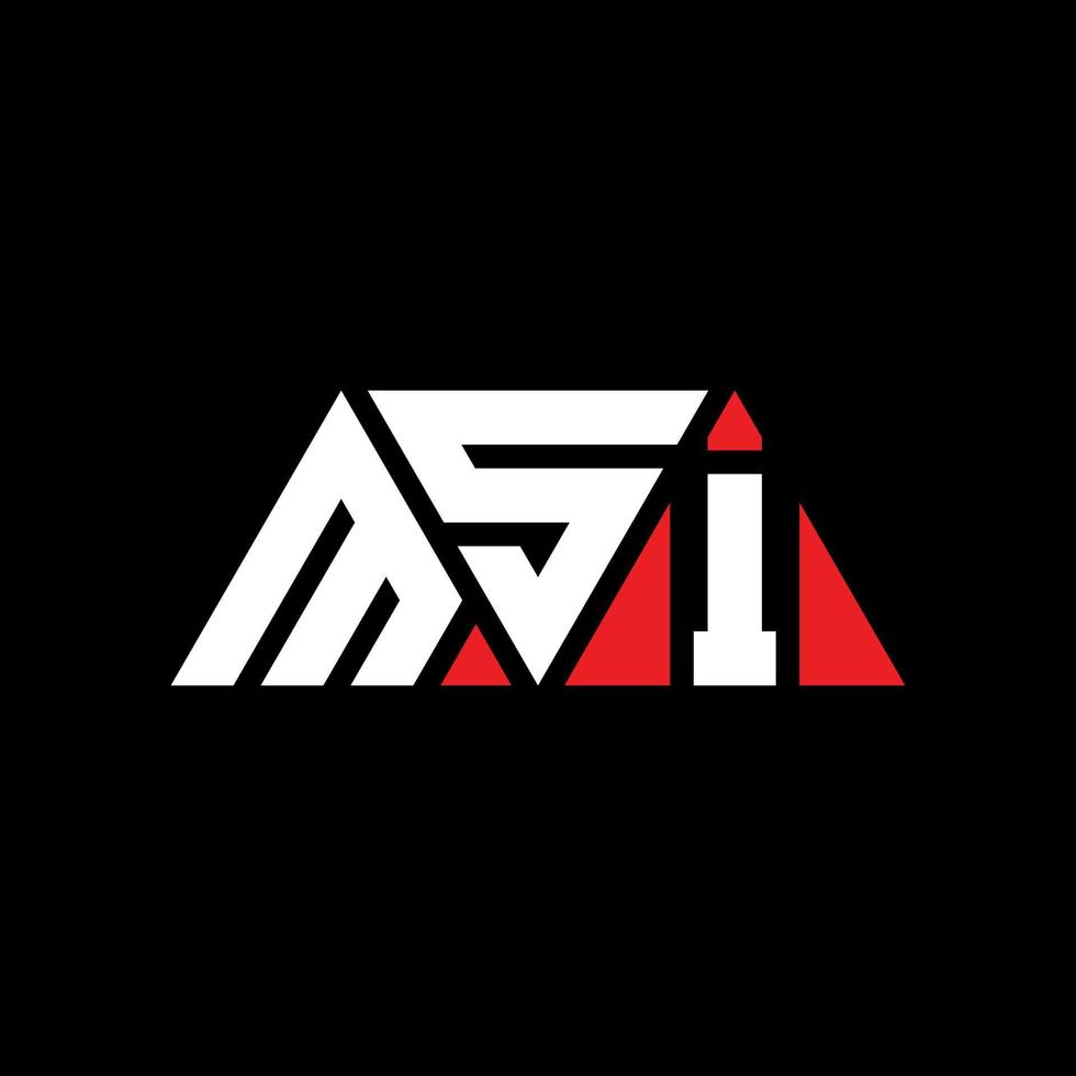 Diseño de logotipo de letra triangular msi con forma de triángulo. monograma de diseño de logotipo de triángulo msi. plantilla de logotipo de vector de triángulo msi con color rojo. logotipo triangular msi logotipo simple, elegante y lujoso. msi