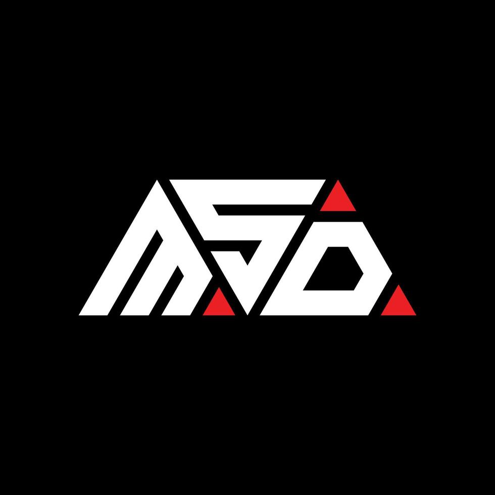 MSD triangle letter logo design with triangle shape. MSD triangle logo design monogram. MSD triangle vector logo template with red color. MSD triangular logo Simple, Elegant, and Luxurious Logo. MSD