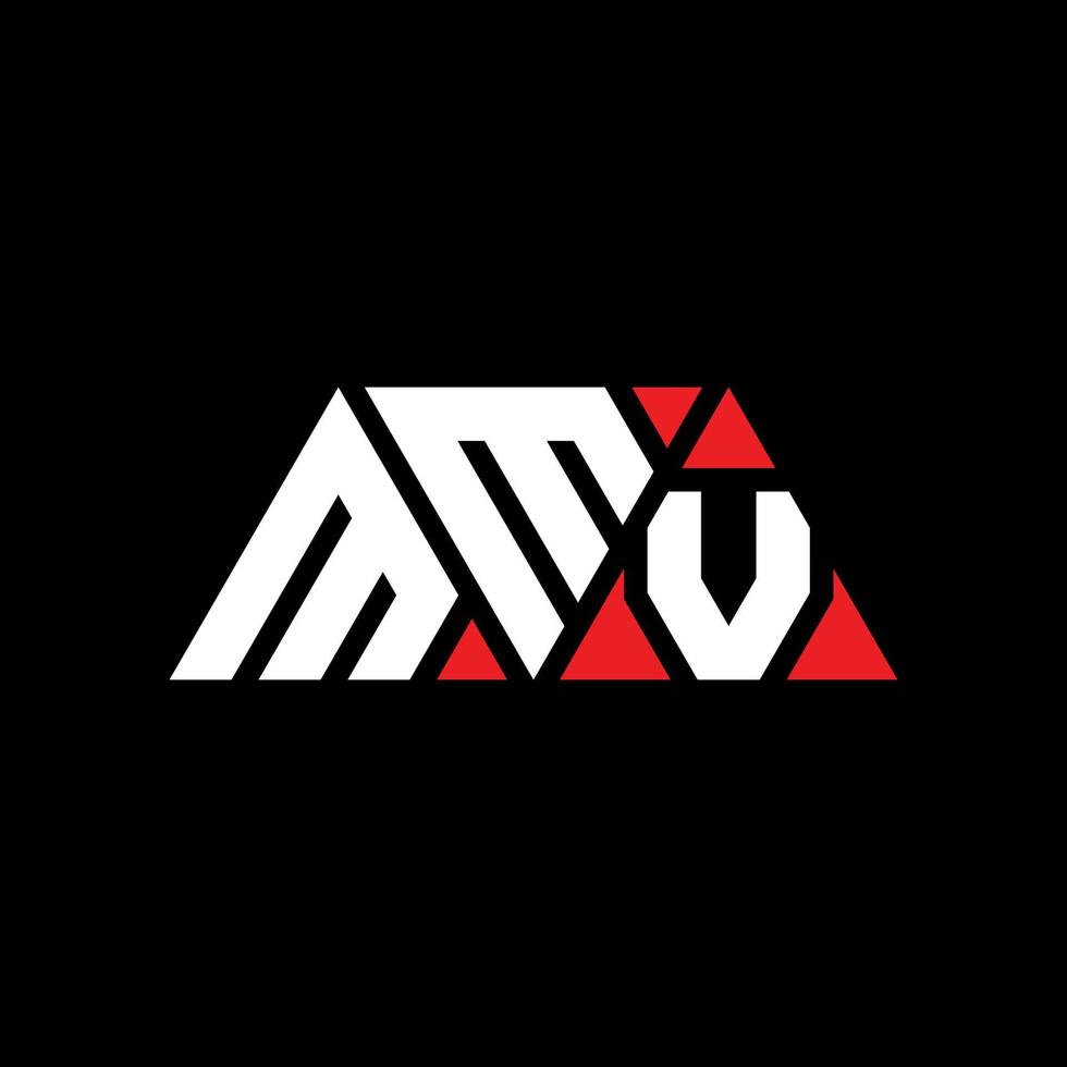 MMV triangle letter logo design with triangle shape. MMV triangle logo design monogram. MMV triangle vector logo template with red color. MMV triangular logo Simple, Elegant, and Luxurious Logo. MMV
