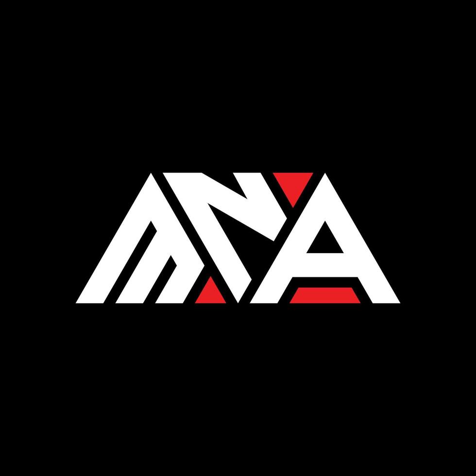 MNA triangle letter logo design with triangle shape. MNA triangle logo design monogram. MNA triangle vector logo template with red color. MNA triangular logo Simple, Elegant, and Luxurious Logo. MNA