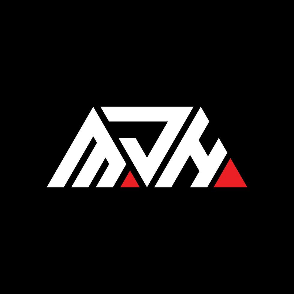 MJH triangle letter logo design with triangle shape. MJH triangle logo design monogram. MJH triangle vector logo template with red color. MJH triangular logo Simple, Elegant, and Luxurious Logo. MJH