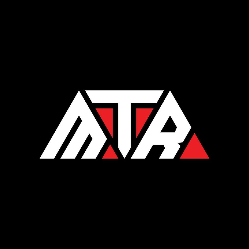 MTR triangle letter logo design with triangle shape. MTR triangle logo design monogram. MTR triangle vector logo template with red color. MTR triangular logo Simple, Elegant, and Luxurious Logo. MTR