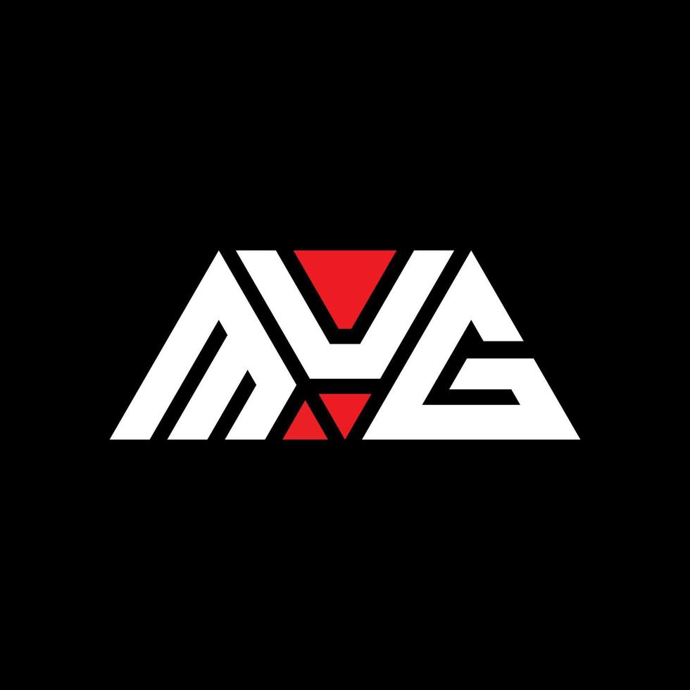 MUG triangle letter logo design with triangle shape. MUG triangle logo design monogram. MUG triangle vector logo template with red color. MUG triangular logo Simple, Elegant, and Luxurious Logo. MUG