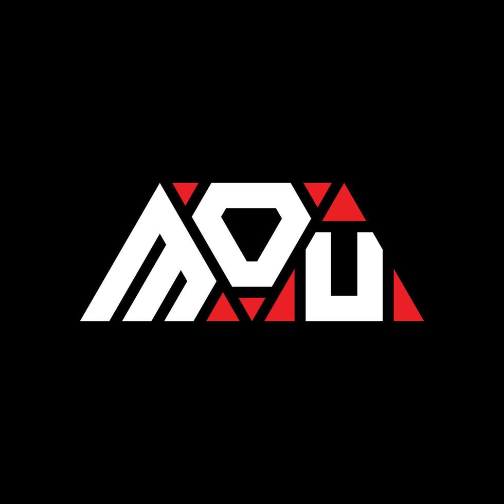 diseño de logotipo de letra triangular mou con forma de triángulo. monograma de diseño del logotipo del triángulo mou. plantilla de logotipo de vector de triángulo mou con color rojo. logotipo triangular mou logotipo simple, elegante y lujoso. mou