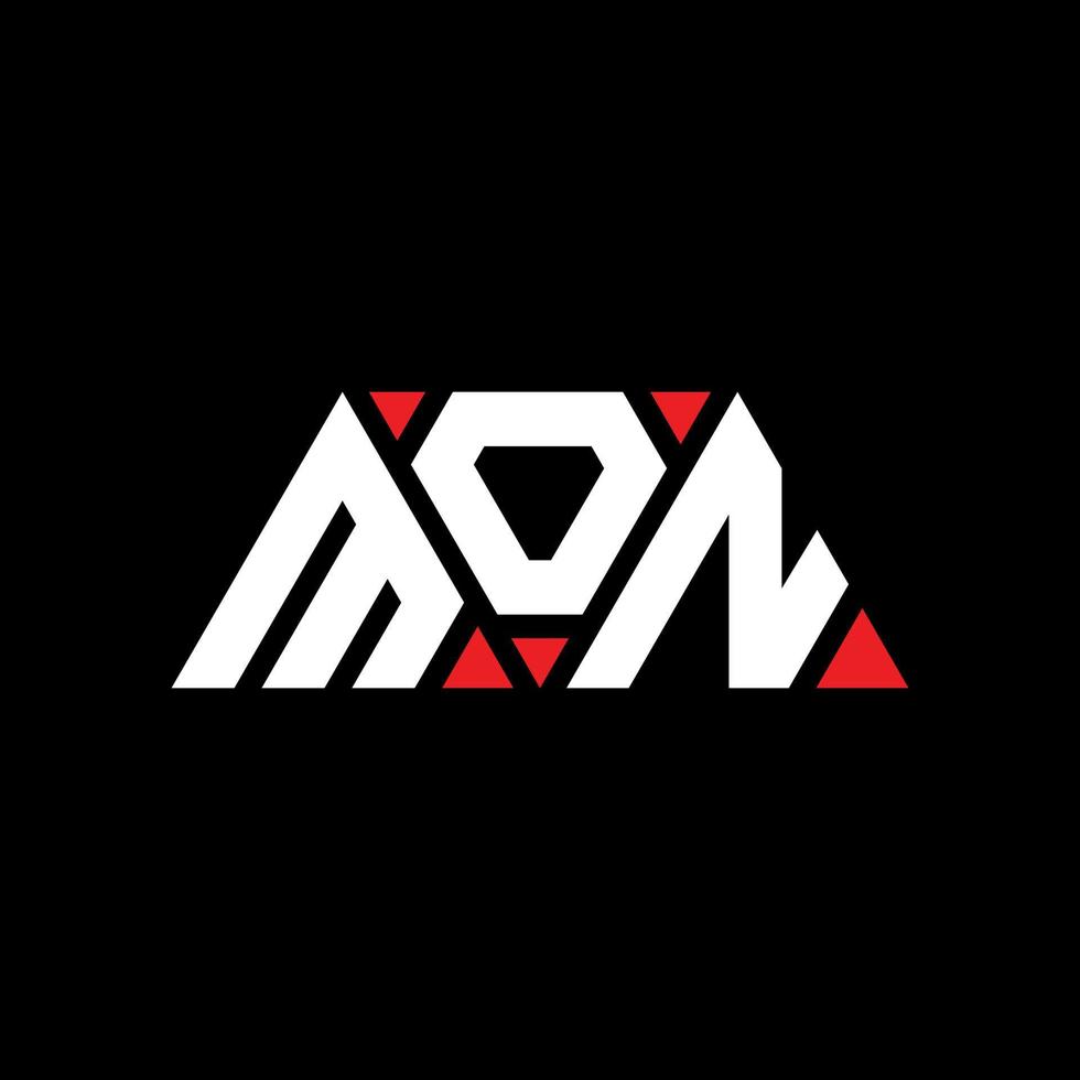 diseño de logotipo de letra mon triángulo con forma de triángulo. monograma de diseño de logotipo de triángulo mon. plantilla de logotipo de vector de triángulo mon con color rojo. logo triangular mon logo simple, elegante y lujoso. lun