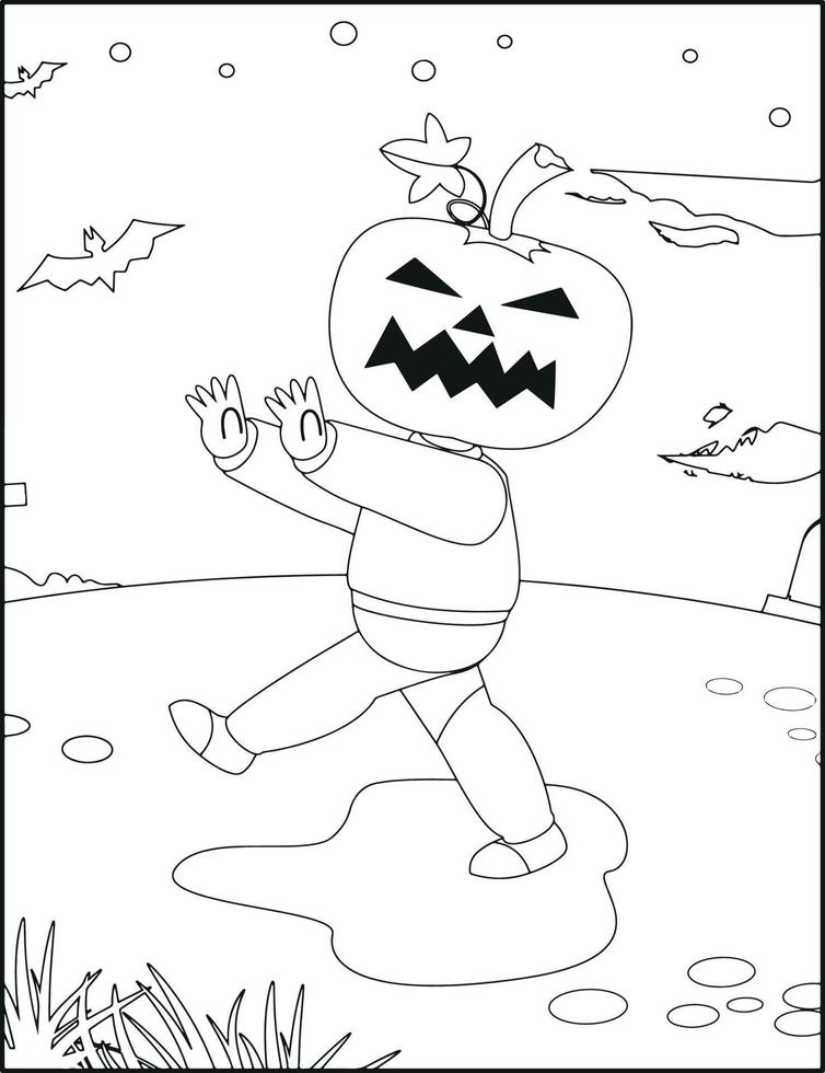 páginas para colorear de halloween vector