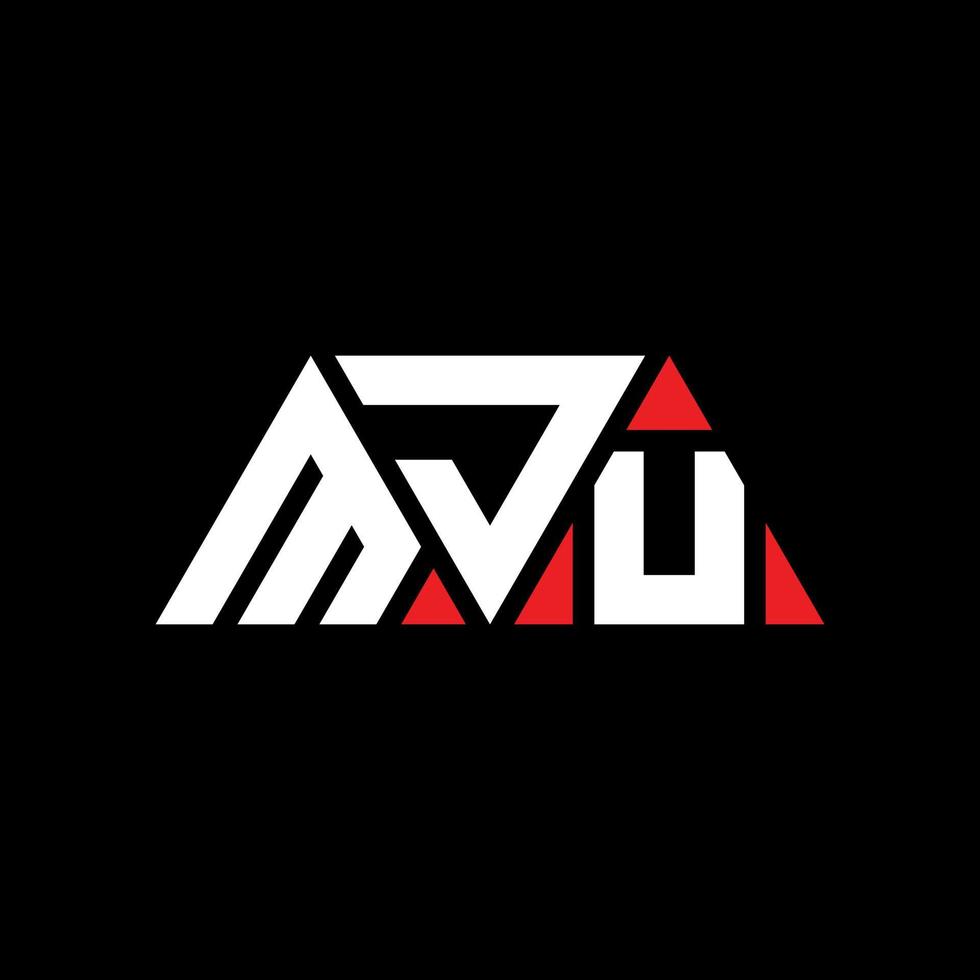 diseño de logotipo de letra triangular mju con forma de triángulo. monograma de diseño del logotipo del triángulo mju. plantilla de logotipo de vector de triángulo mju con color rojo. logotipo triangular mju logotipo simple, elegante y lujoso. mju