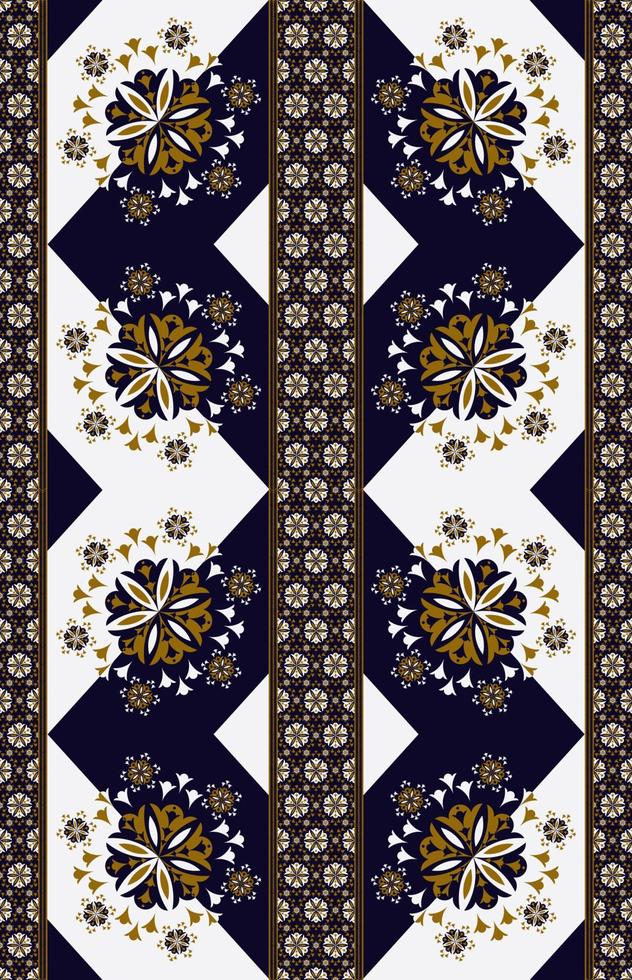 Ethnic elegant embroidery geometric flower with triangle pattern seamless background. Use for fabric, textile, interior decoration elements, upholstery, wrapping. vector