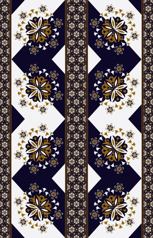 Ethnic elegant embroidery geometric flower with triangle pattern seamless background. Use for fabric, textile, interior decoration elements, upholstery, wrapping. vector