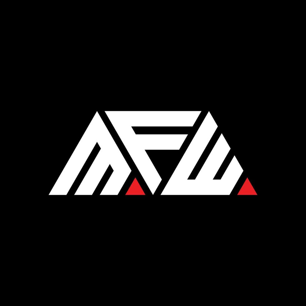 MFW triangle letter logo design with triangle shape. MFW triangle logo design monogram. MFW triangle vector logo template with red color. MFW triangular logo Simple, Elegant, and Luxurious Logo. MFW