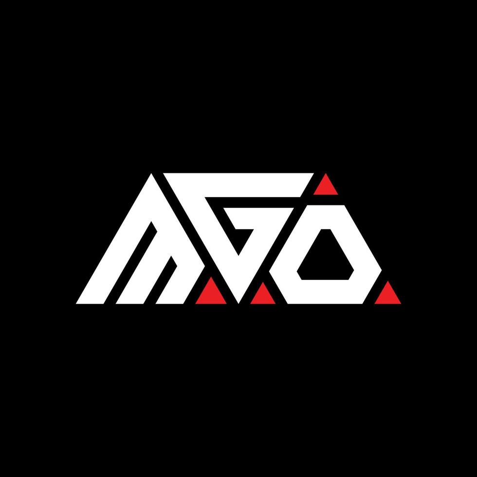 MGO triangle letter logo design with triangle shape. MGO triangle logo design monogram. MGO triangle vector logo template with red color. MGO triangular logo Simple, Elegant, and Luxurious Logo. MGO