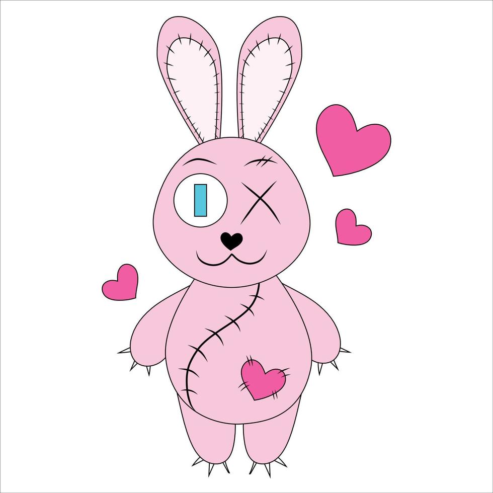 cute zombie bunny girl. vector illustration of a voodoo doll. a Halloween character.