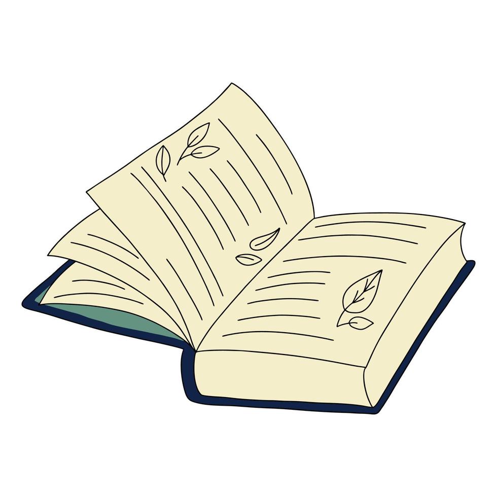 vector doodle illustration, open book on a white background.