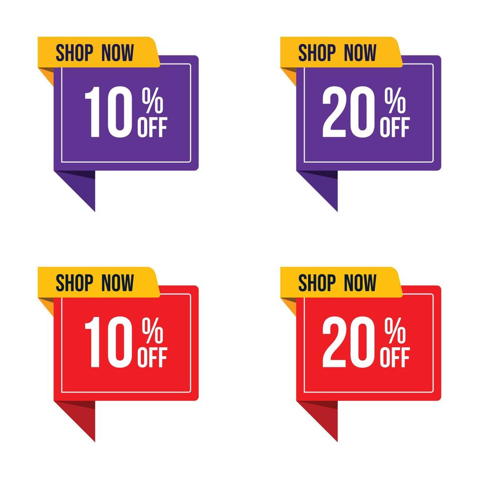 up to 10 off and up to 20 off shop now sale and discount offer banner design set vector
