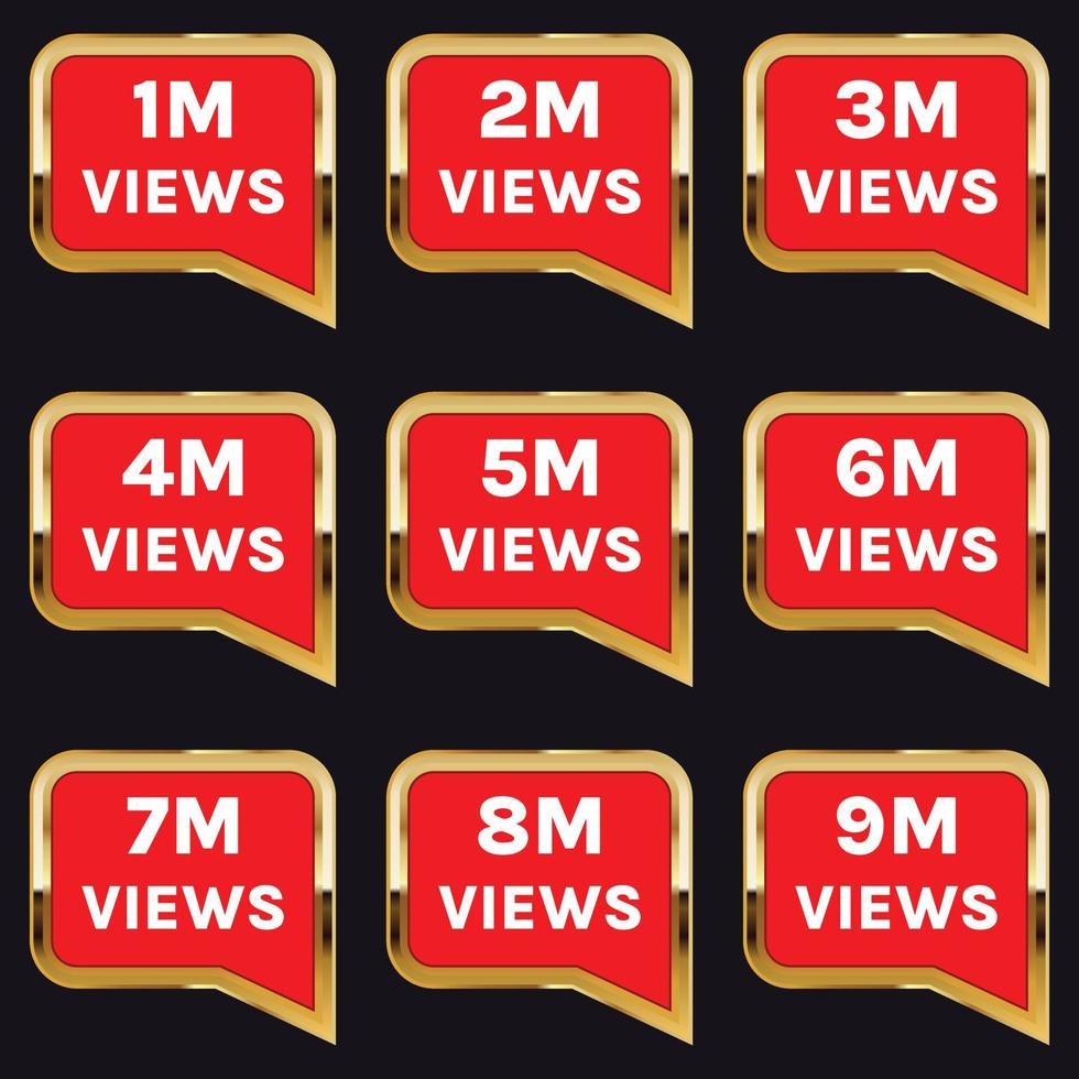 1 million to 9 million views celebration thumbnail design vector, 1m plus views thank you vector