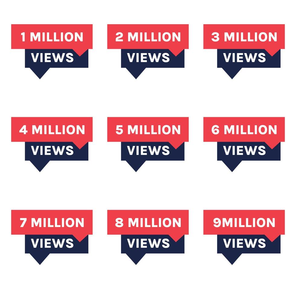 1 million to 9 million views celebration thumbnail design vector, 1m plus views thank you vector