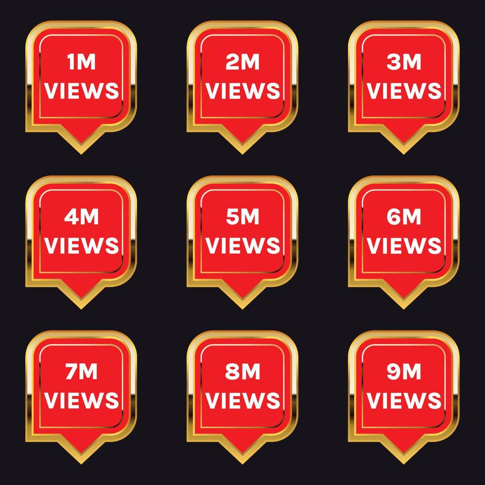 1 million to 9 million views celebration thumbnail design vector, 1m plus views thank you vector