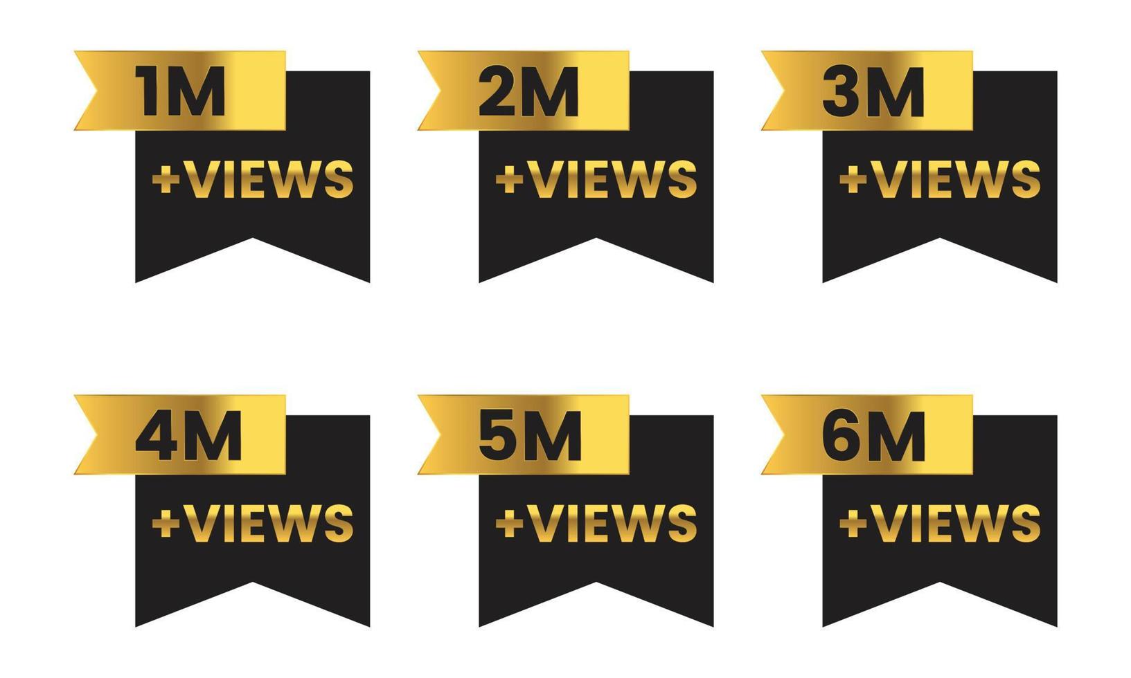 golden color 1 million to 6 million views celebration thumbnail design vector