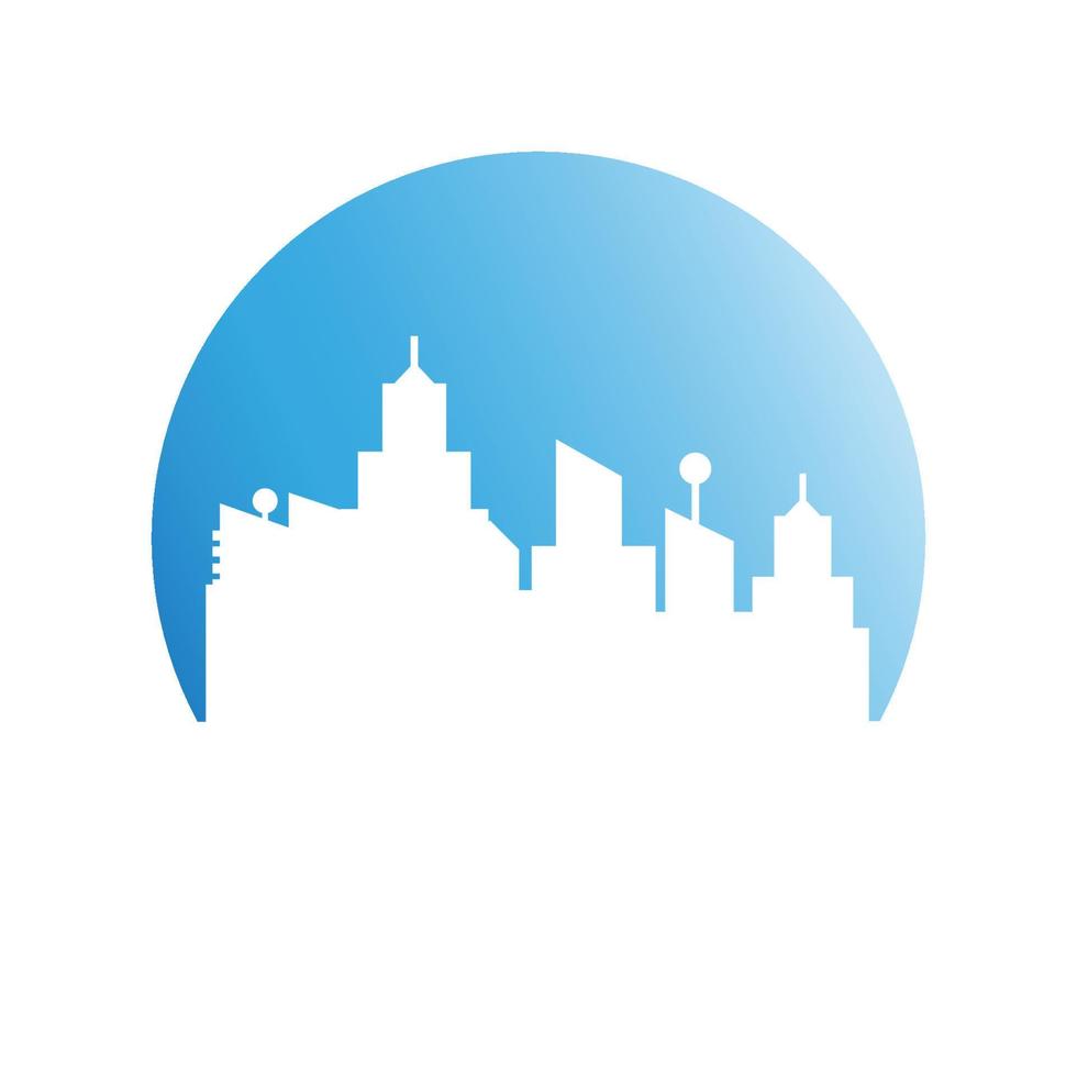 cityscape on blue circle background vector illustration