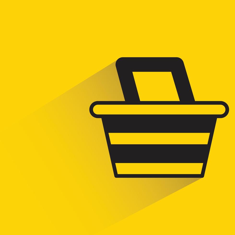 shopping basket icon on yellow background vector illustration