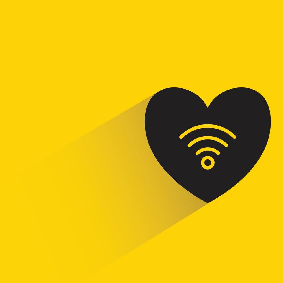 heart and wifi on yellow background vector illustration