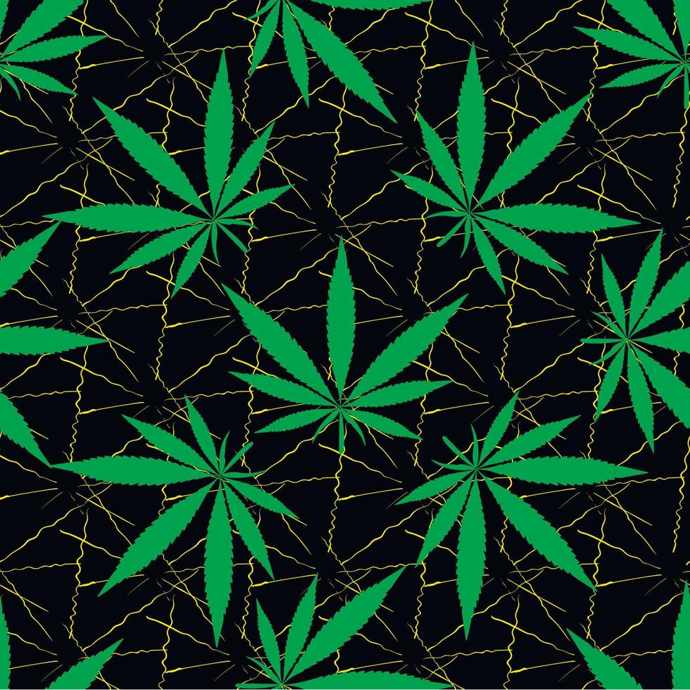 Seamless cannabis pattern leaves vector