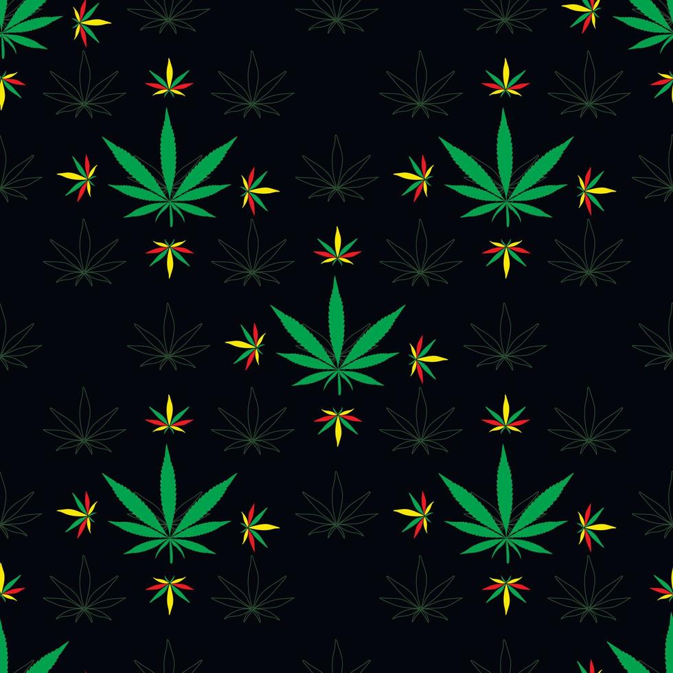 seamless cannabis pattern leaves  pattern on black background leaves vector