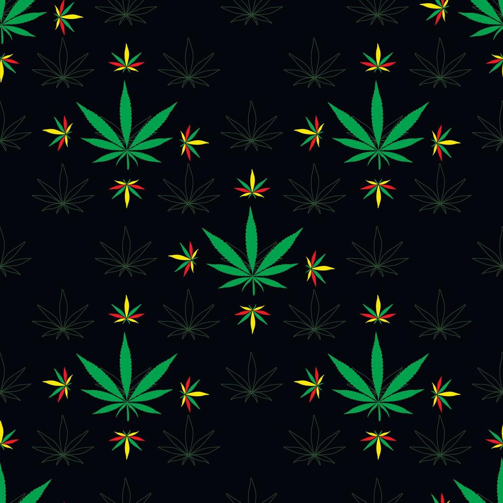 seamless cannabis pattern leaves  pattern on black background leaves vector