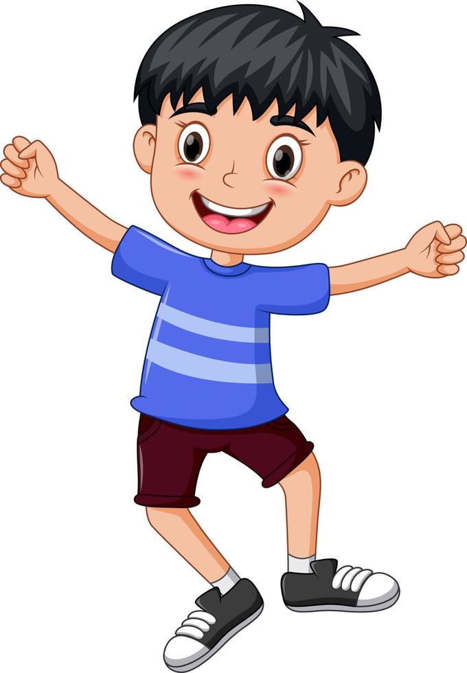 Cute little kid boy show happy and celebrate pose vector