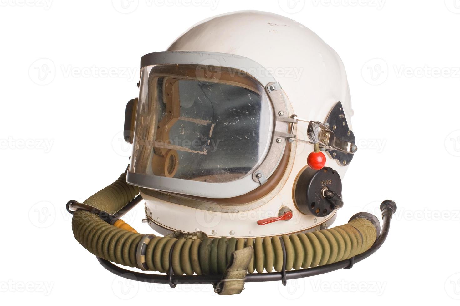 Russian army aviator white helmet on a white background photo