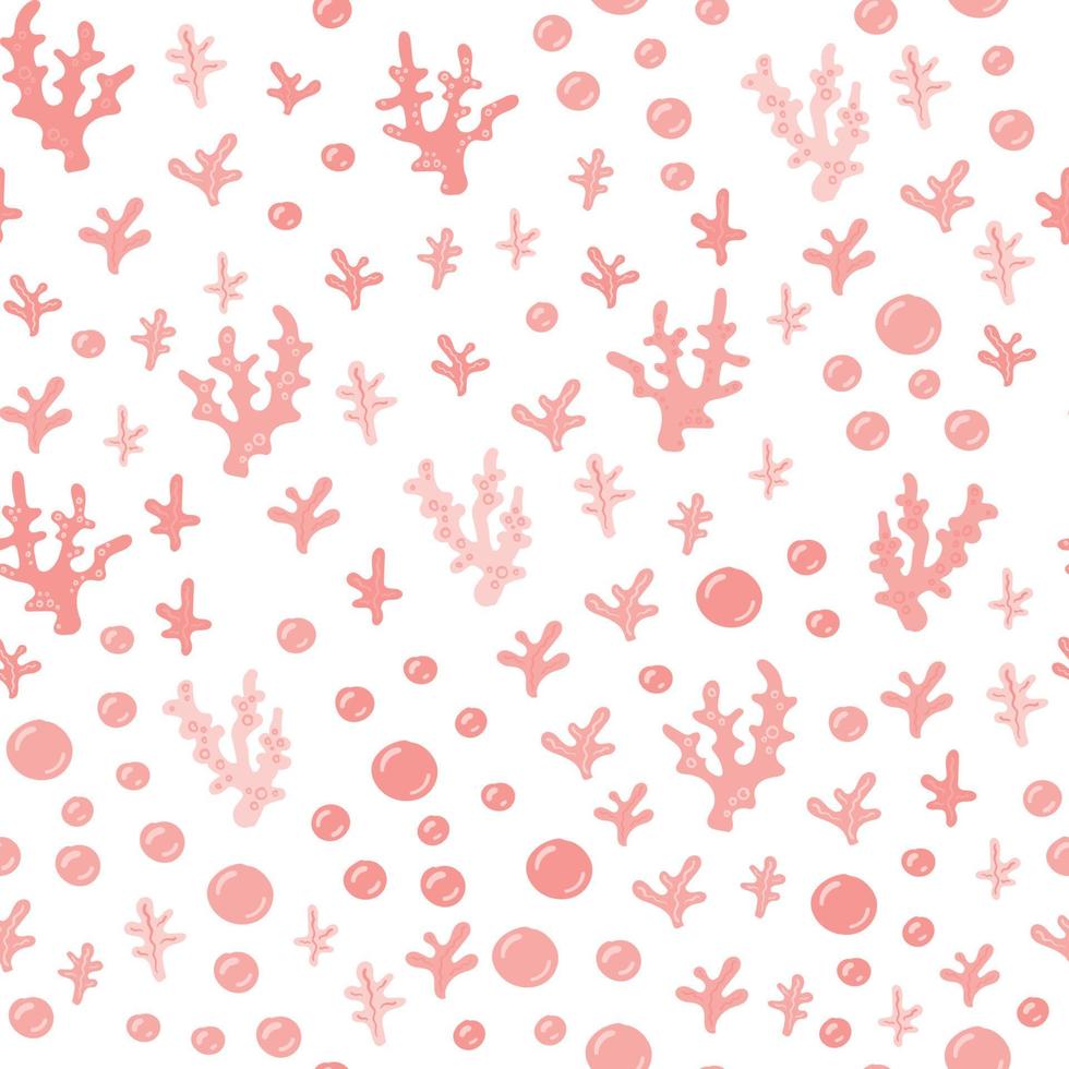 Cute red coral and bubble. Seamless pattern for textile vector
