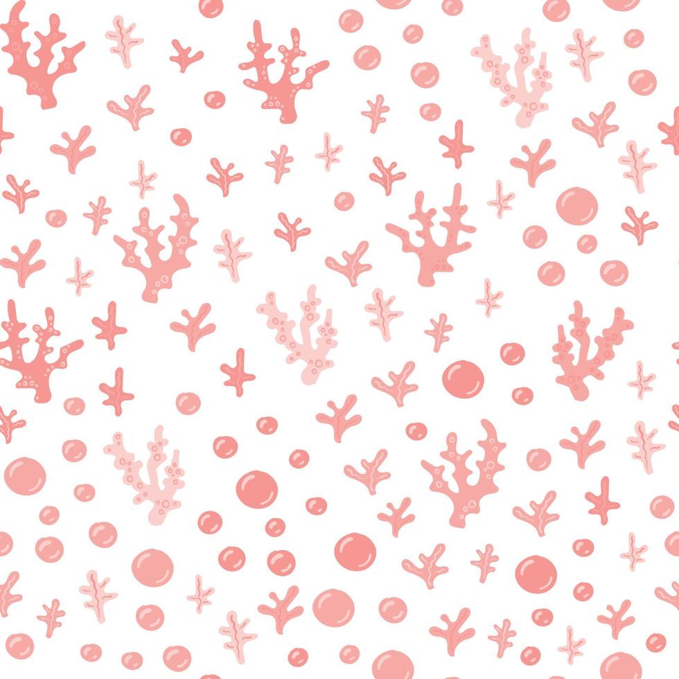 lindo coral rojo y burbuja. patrón sin costuras para textiles vector