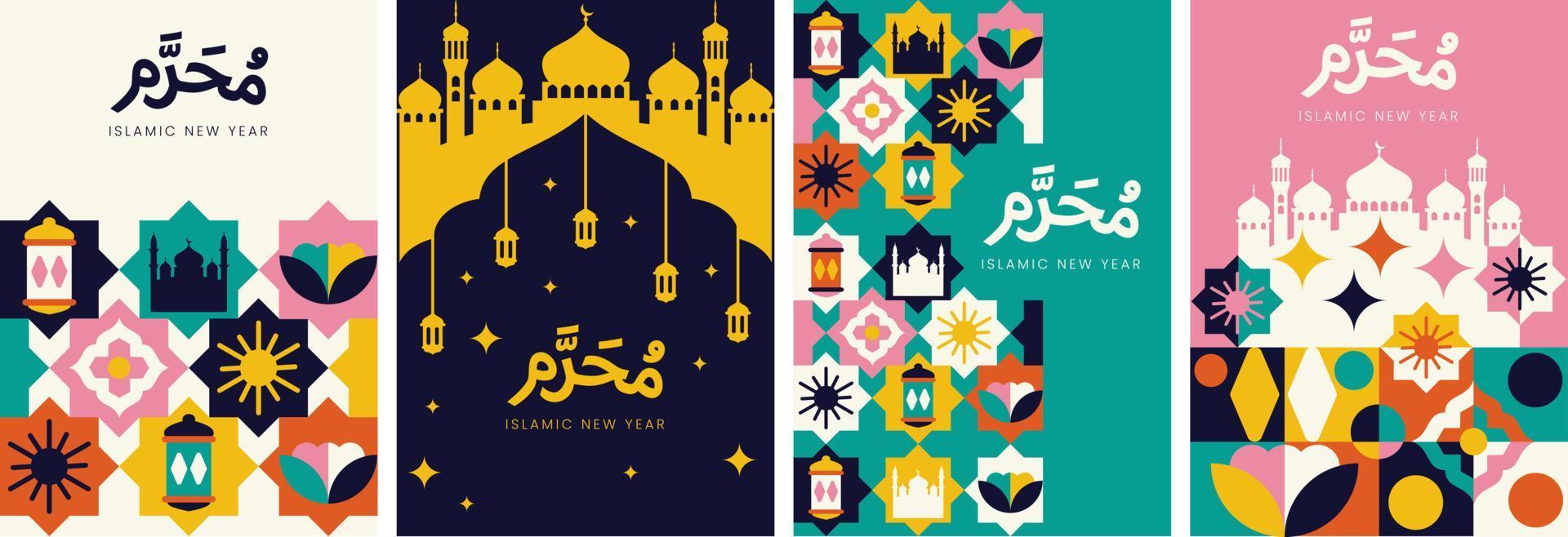 conjunto de colección de vectores geométricos de año nuevo islámico. ilustración vectorial muharram
