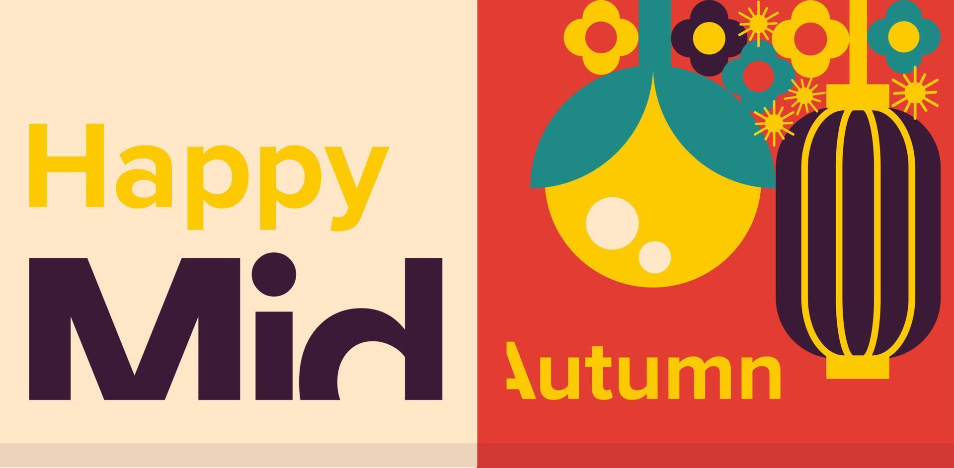 Happy mid autumn. Trendy geometric vector style for poster, greeting card, book cover