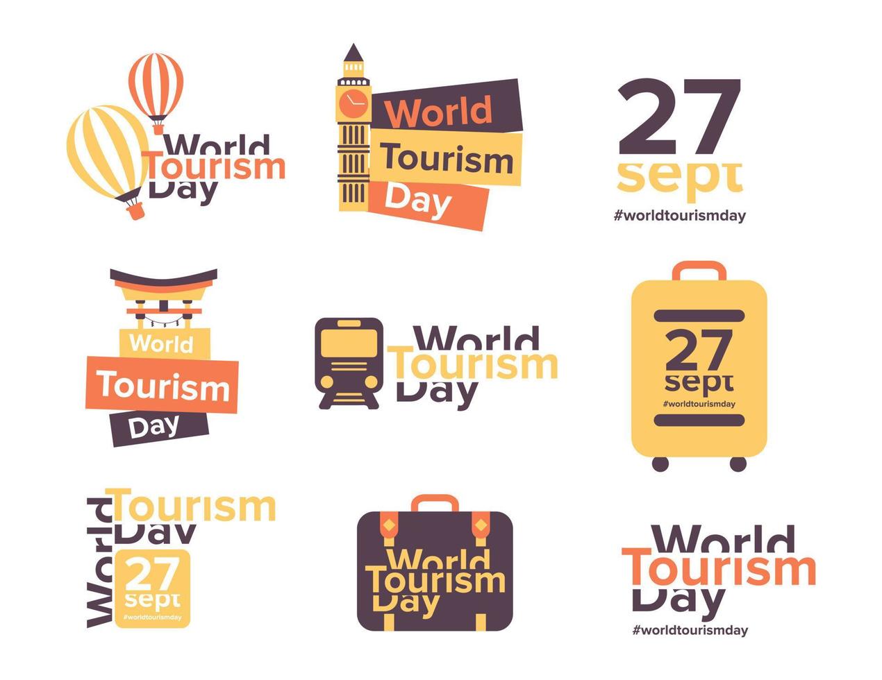 World tourism day. 27 Septemebr vector collection