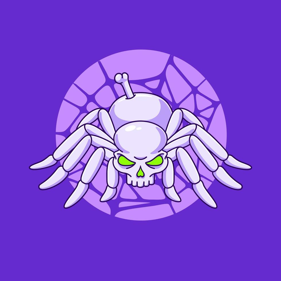 creepy spider skeleton monster vector illustration. cute spider cartoon