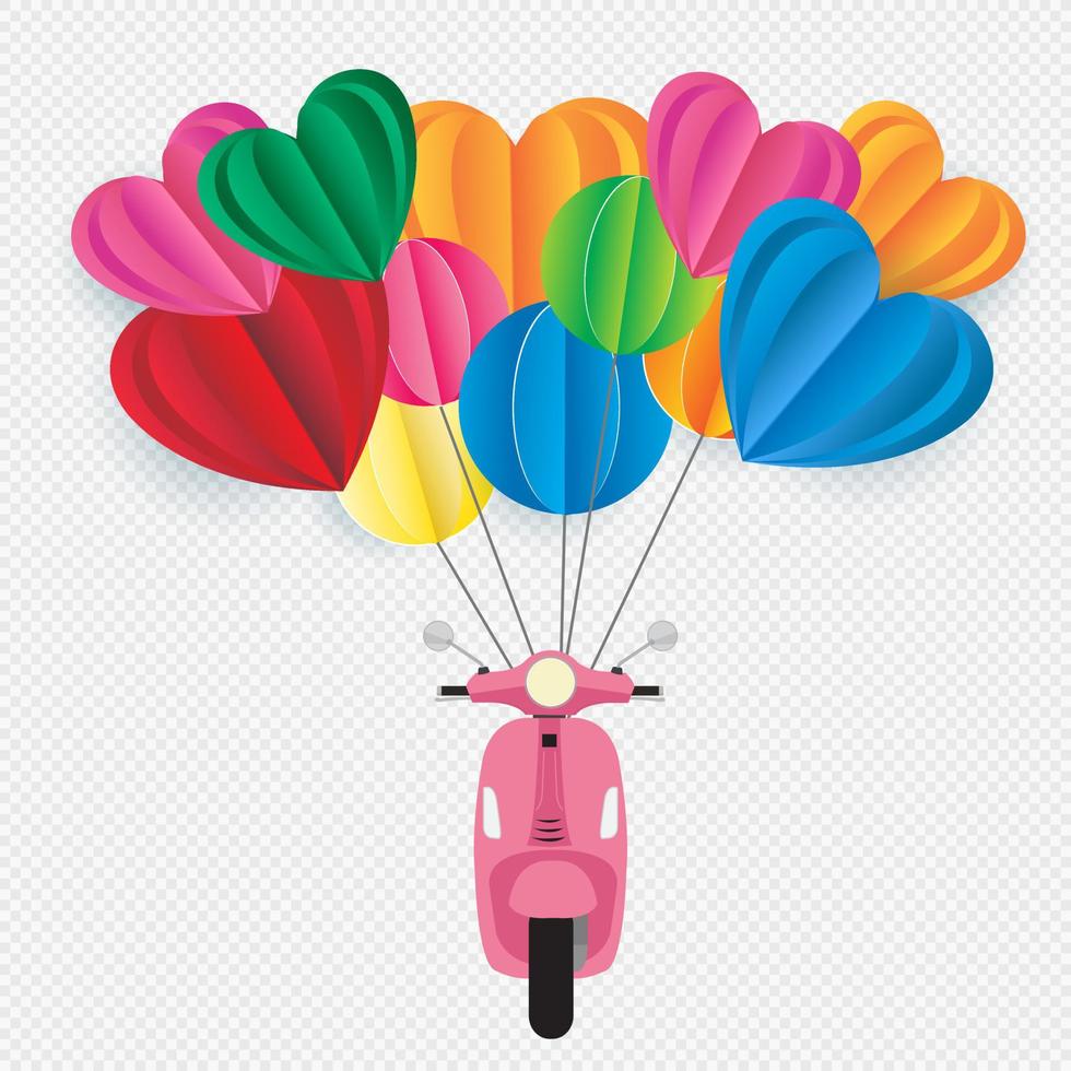 Infographic template with heart balloon paper label, business template for presentation. vector illustration