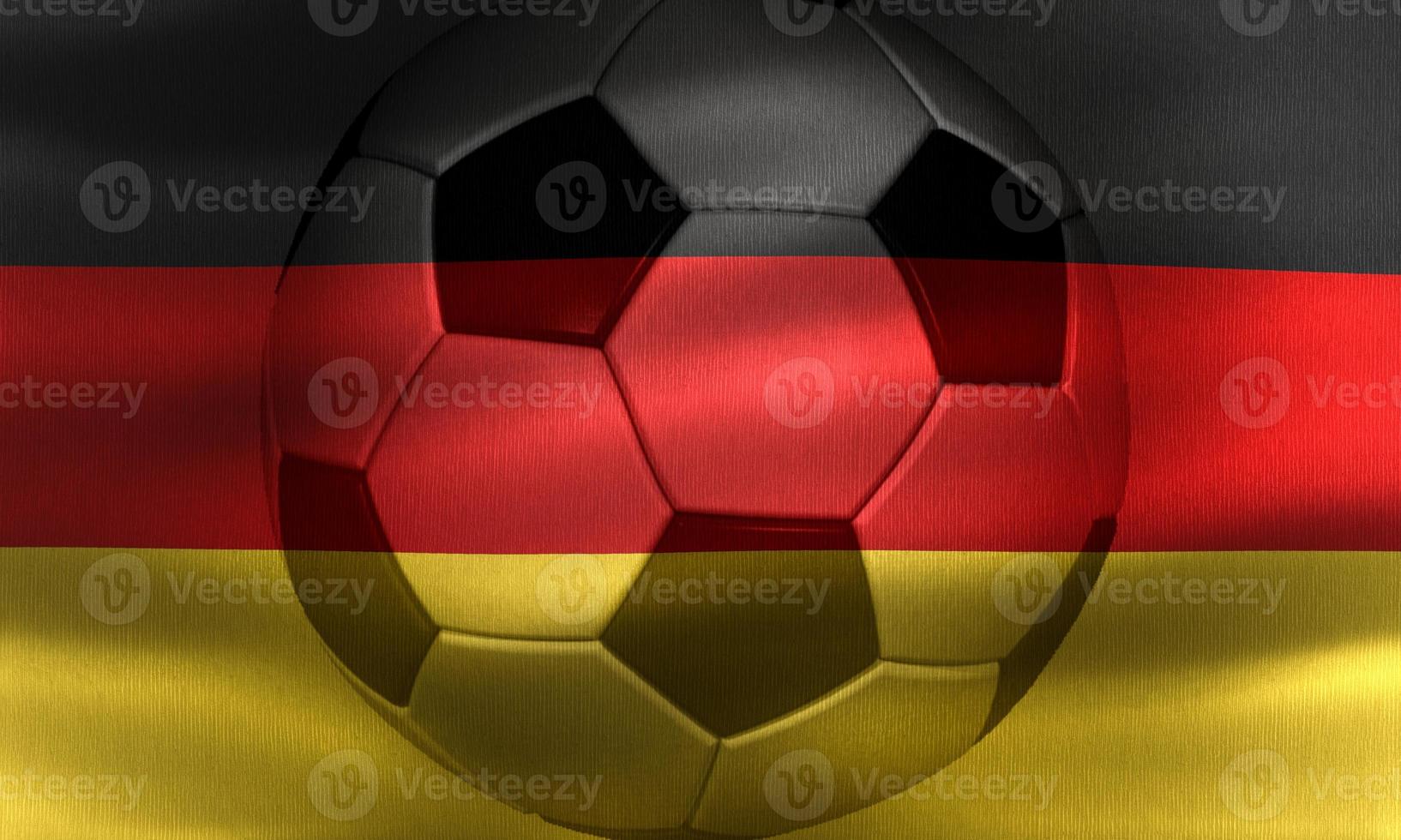 3D-Illustration of a Germany flag with a soccer ball moving in the wind photo