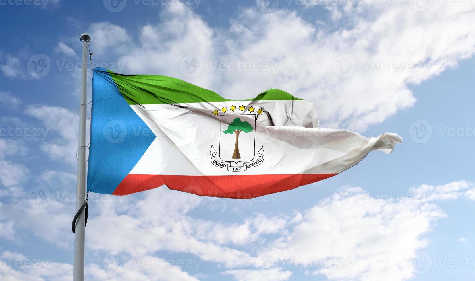 Equatorial Guinea flag - realistic waving fabric flag. photo