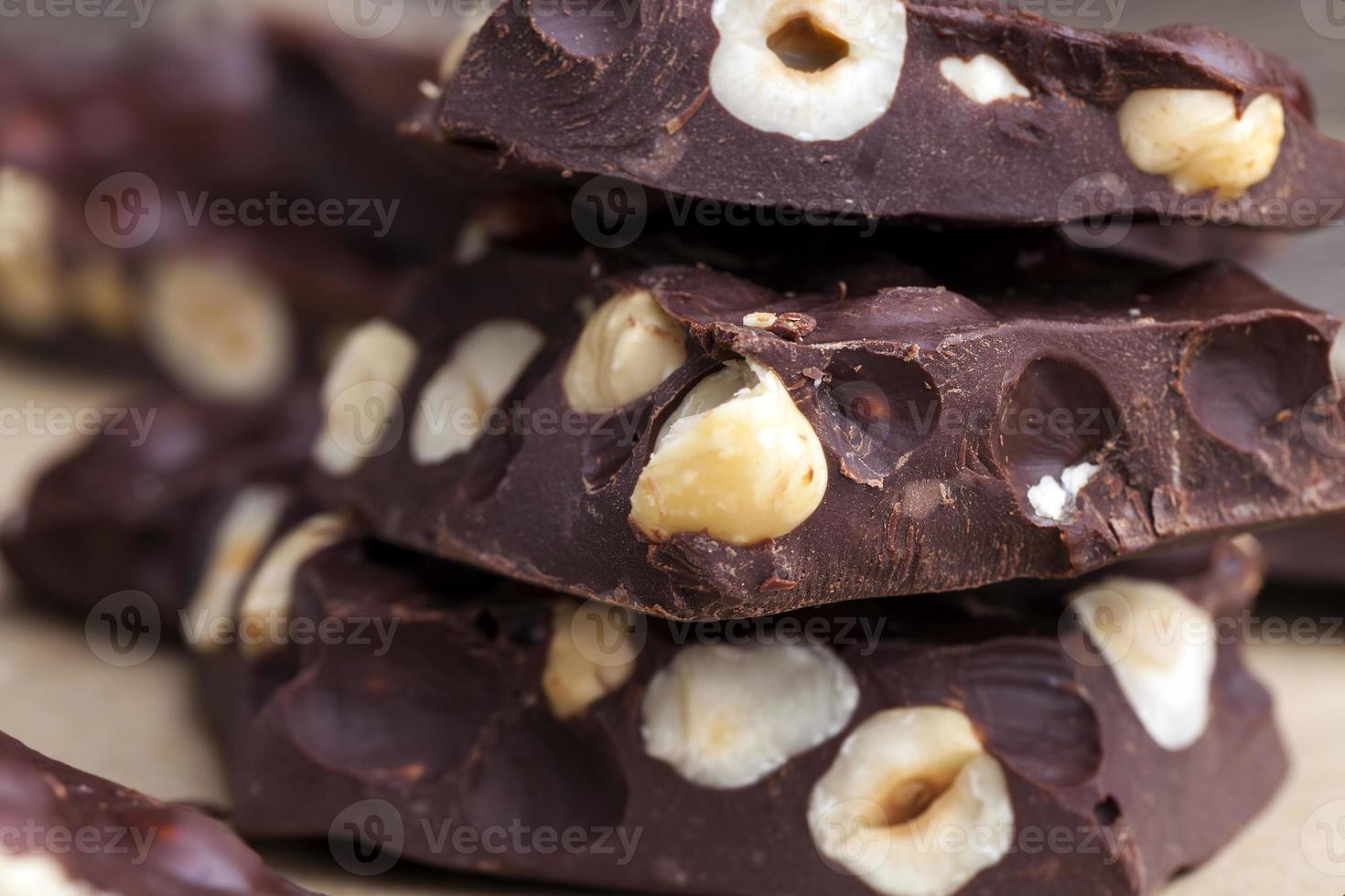 homemade chocolate with lots of cocoa and hazelnuts photo