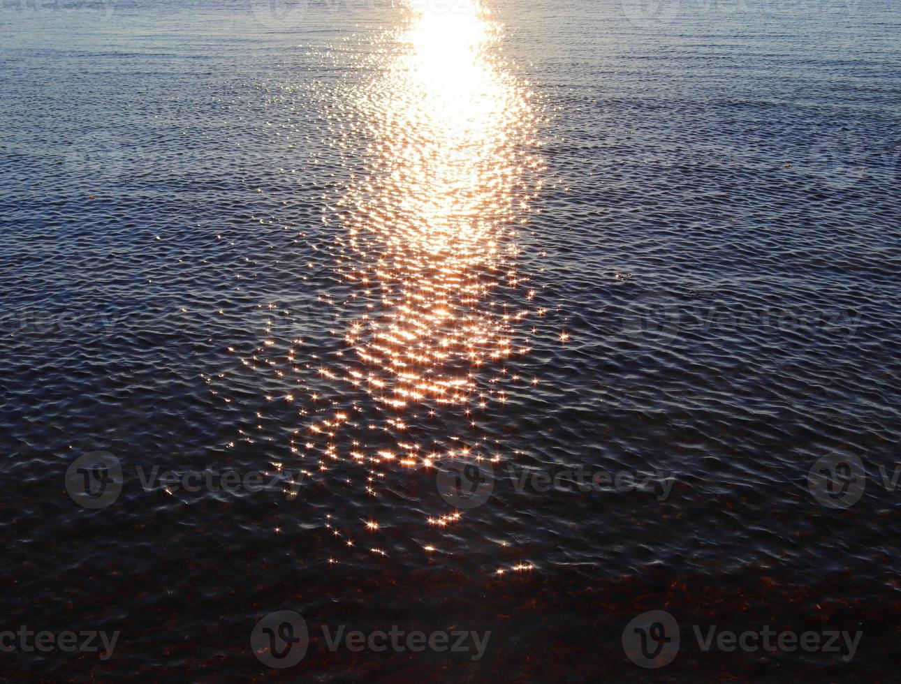 Detailed close up view on water surfaces with ripples and waves and the sunlight reflecting at the surface photo