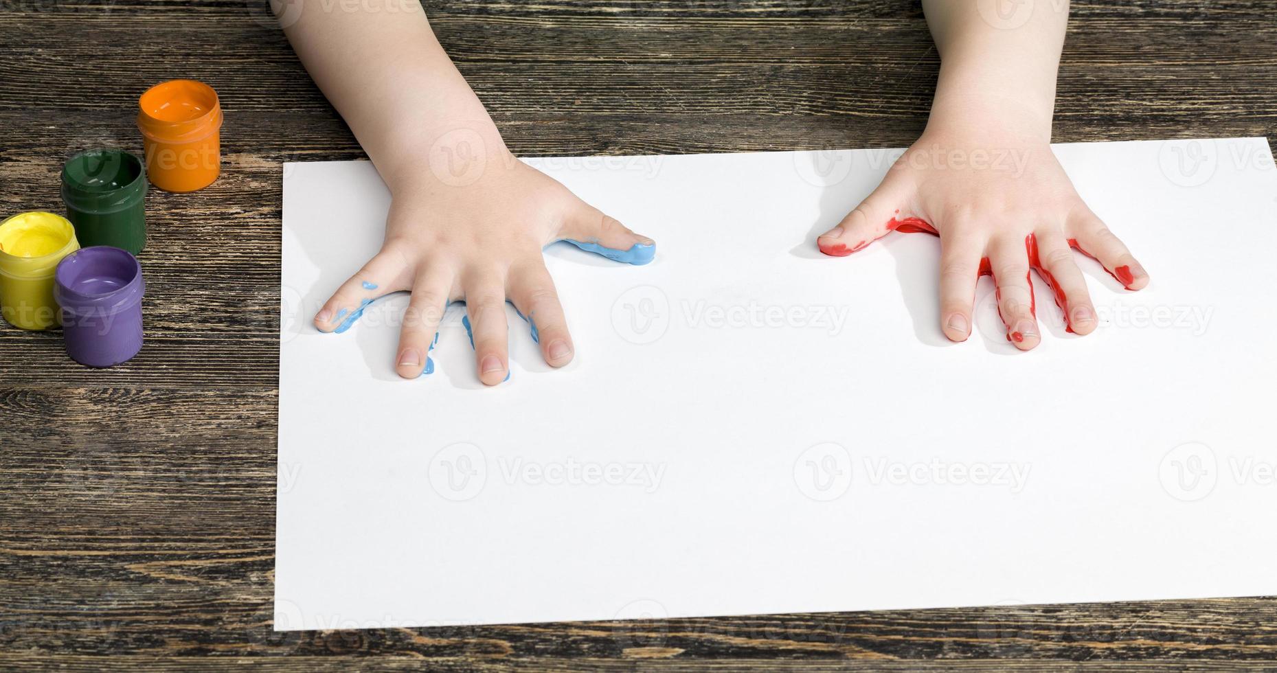 the child's fingerprints on paper photo