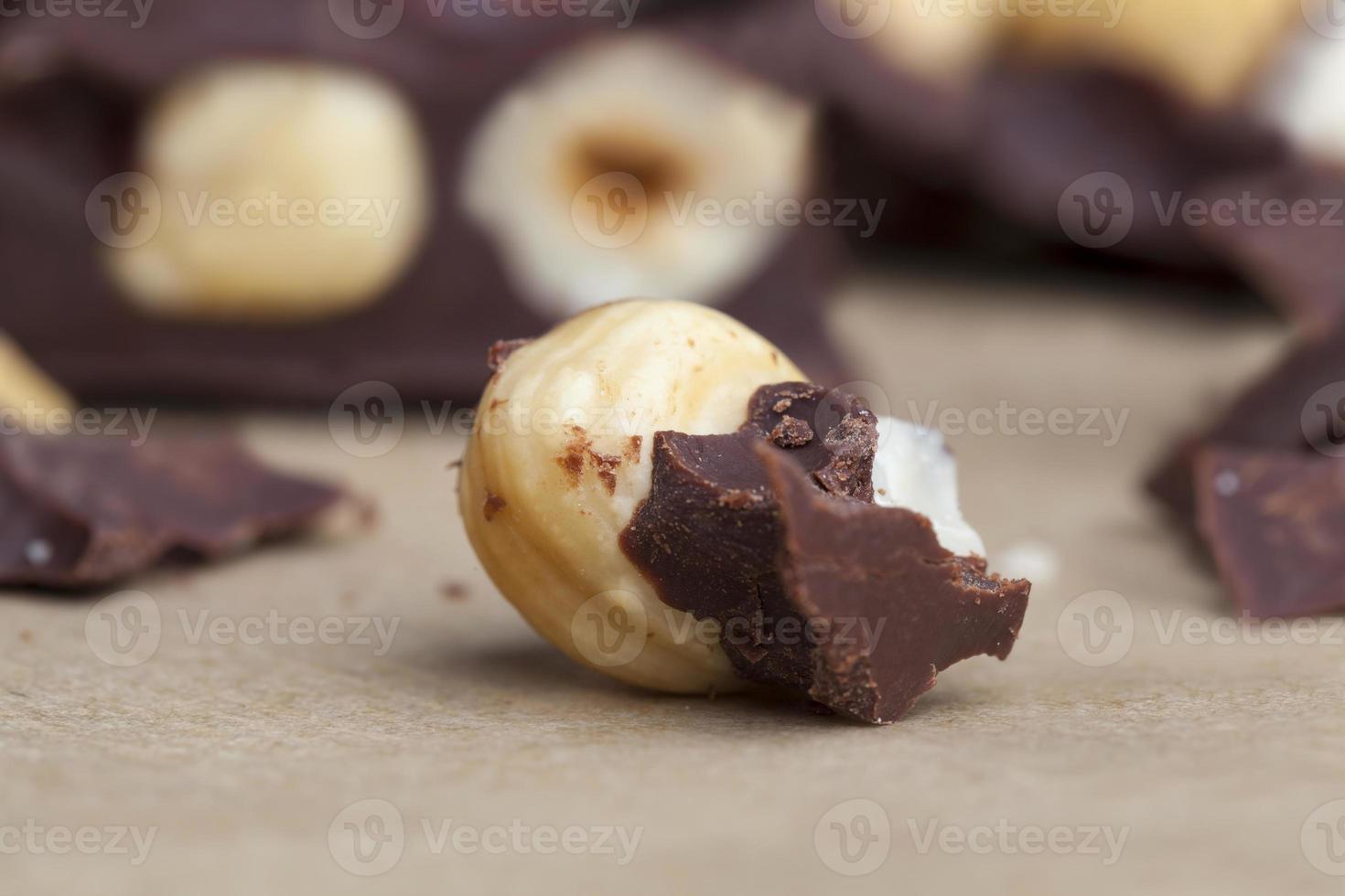 homemade chocolate with lots of cocoa and hazelnuts photo