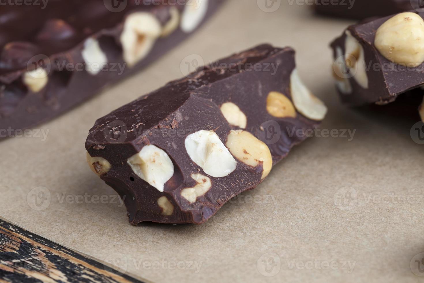 homemade chocolate with lots of cocoa and hazelnuts photo