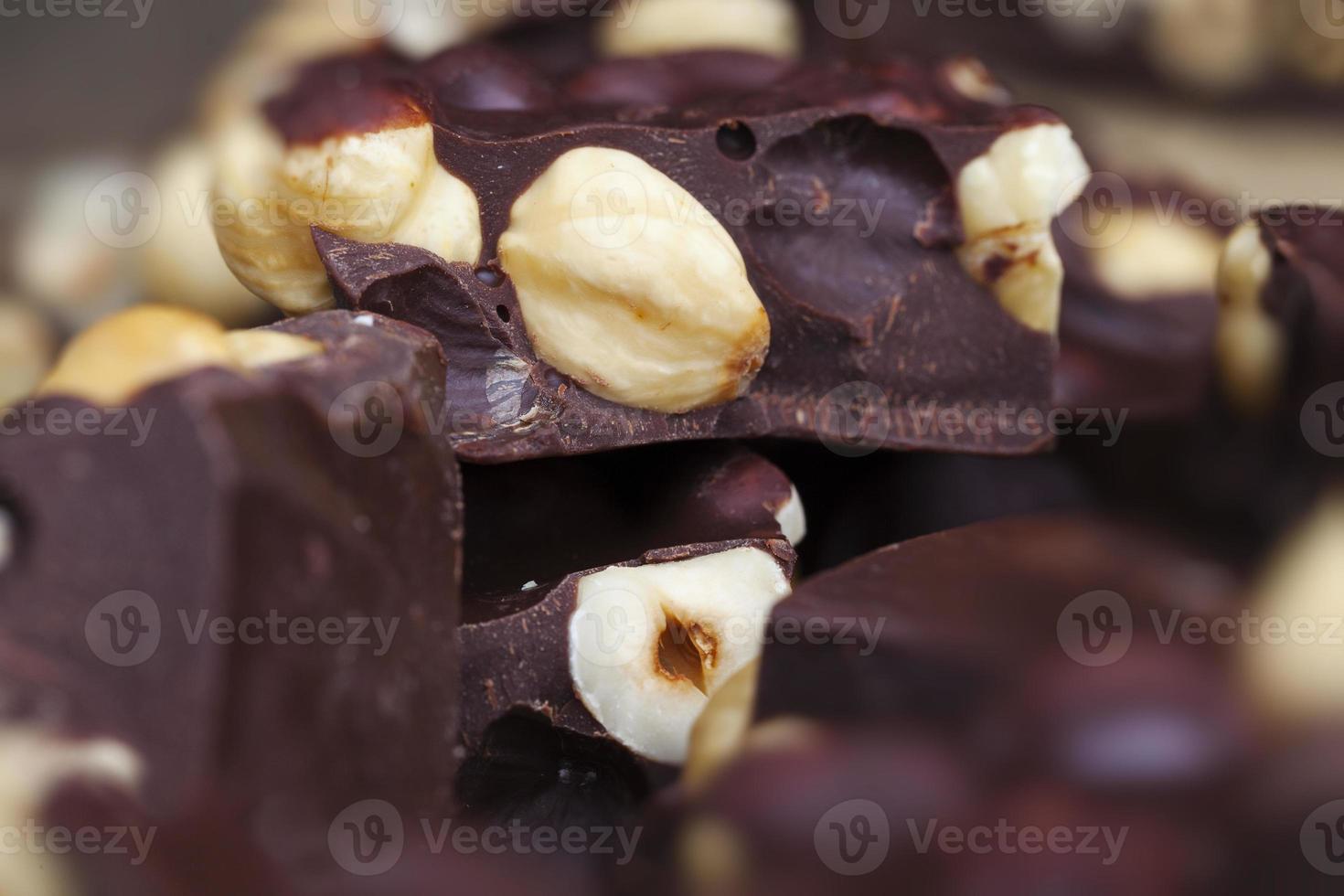 homemade chocolate with lots of cocoa and hazelnuts photo