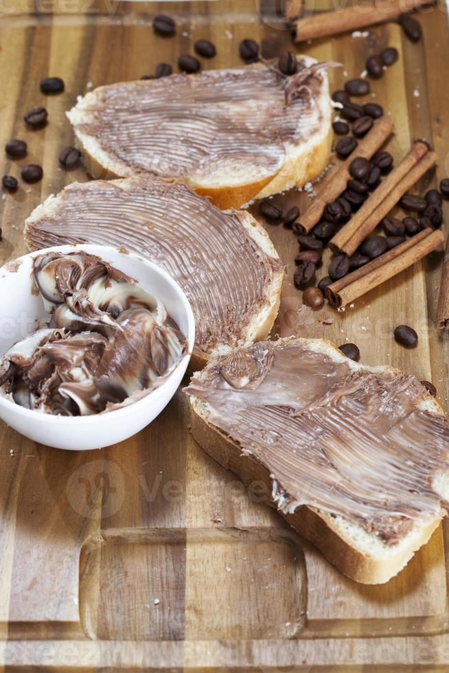 natural chocolate paste with cocoa during breakfast photo