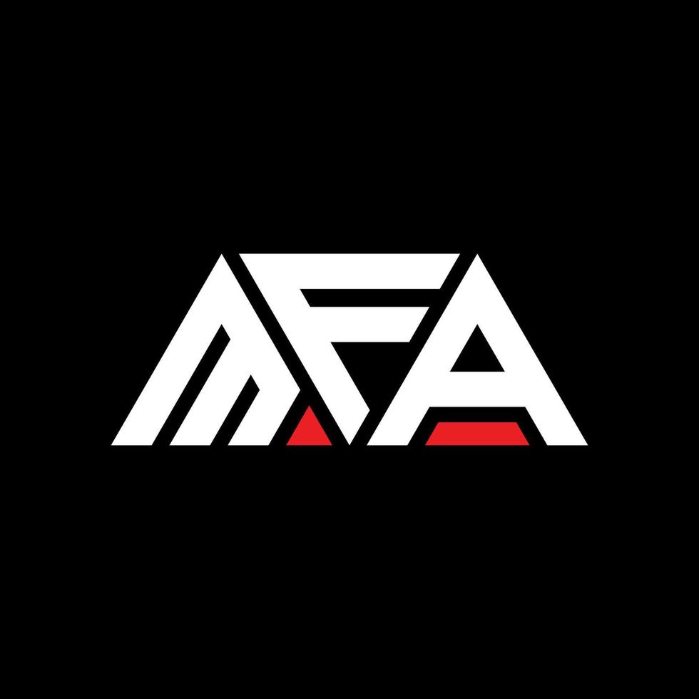 MFA triangle letter logo design with triangle shape. MFA triangle logo design monogram. MFA triangle vector logo template with red color. MFA triangular logo Simple, Elegant, and Luxurious Logo. MFA
