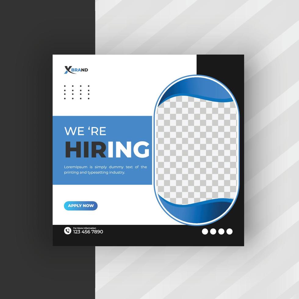 we are hiring social media post template vector