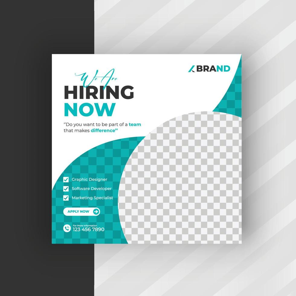 we are hiring social media post template vector